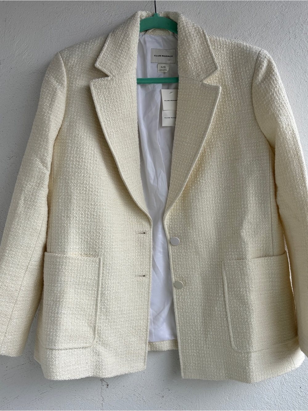 Club Monaco Ivory Bouclé Blazer